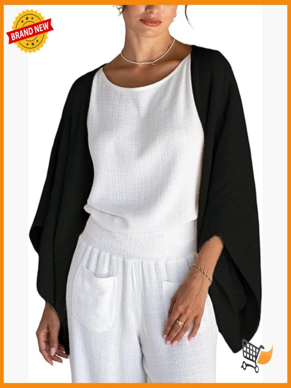 Cotton Linen Cozy Cardigan Shrug Boho Knit Kimono Long Sleeve Shawl